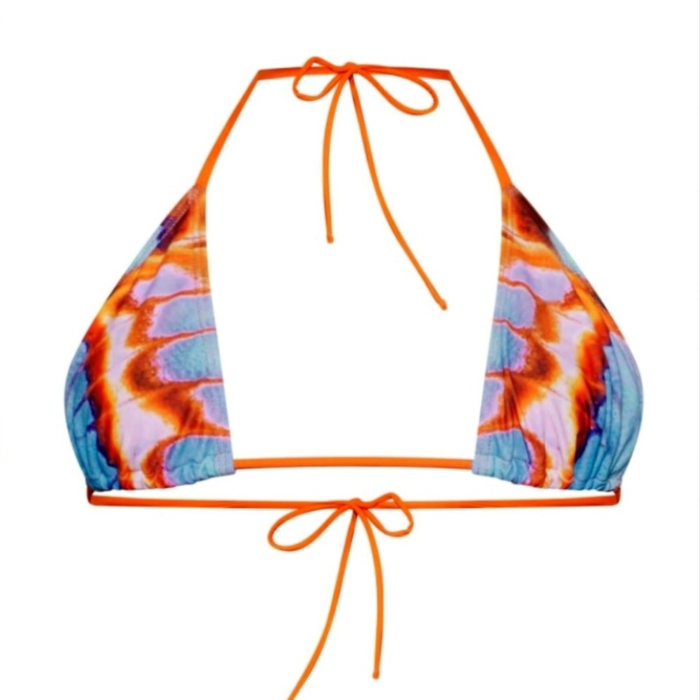 1115 NWT PrettyLittleThing Deep Orange Butterfly Triangle Bikini Top - Size 6 - Picture 1 of 11
